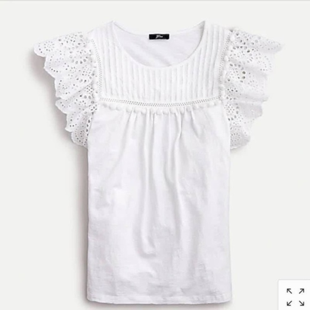 J.Crew white ruffle sleeve blouse top women’s size medium